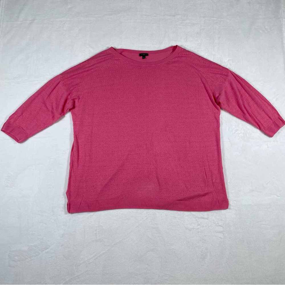 Talbots Womens 2X Plus Size Linen Blend Pink Lightweight Knit Sweater Top Summer